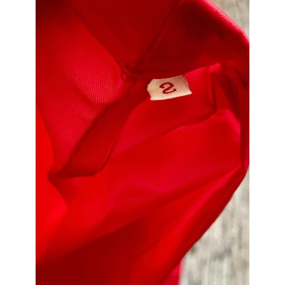 Vintage Set 60s Red Embroidered Silk Kimono Pants Jacket Child Sz 2 Golden Bee - Picture 7 of 7